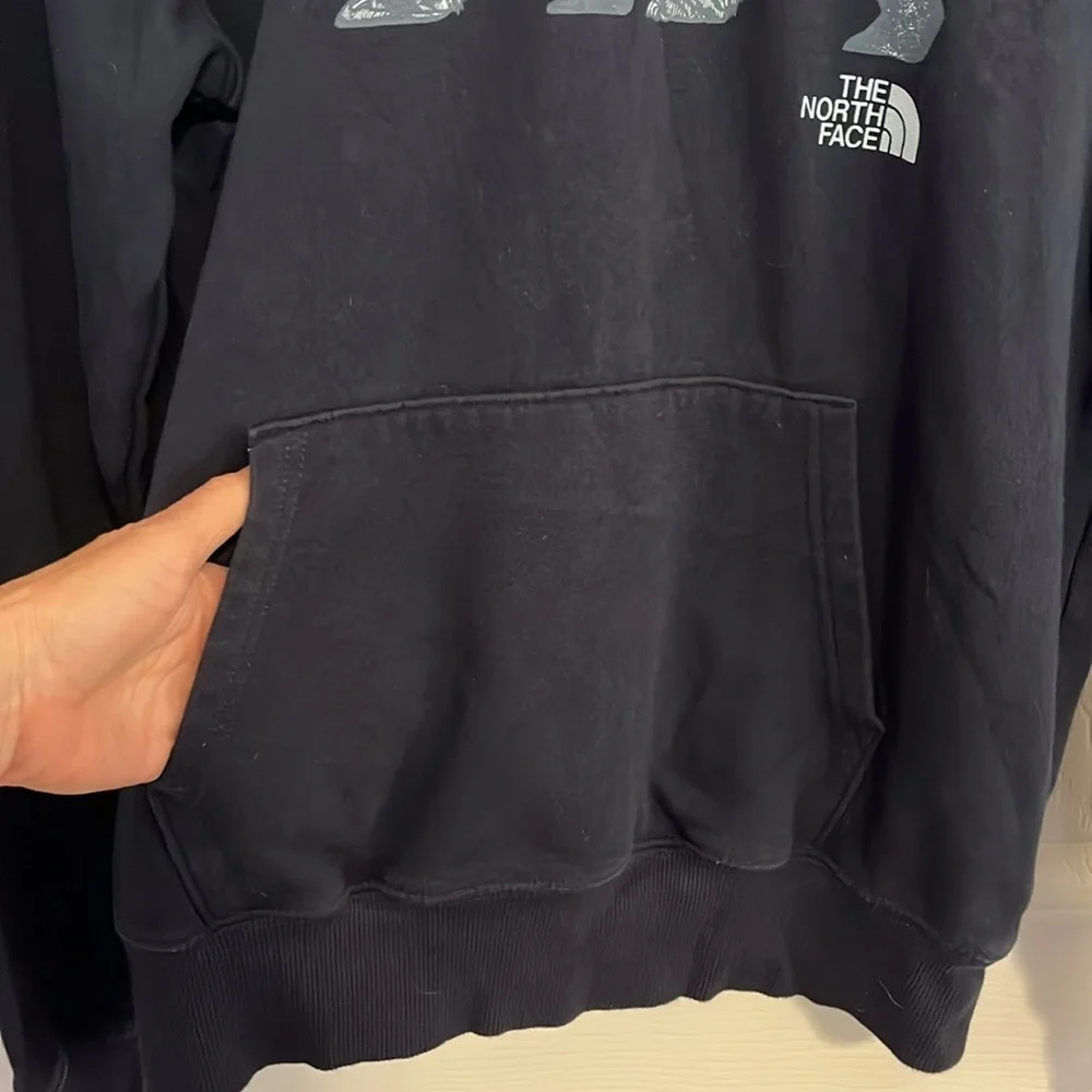 The North Face Navy Blue Cotton Blend Hoodie w/ Grizzly Bear Graphic Men’s SM